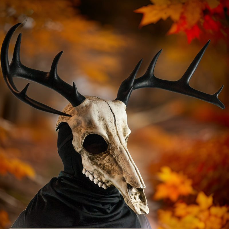Deer Skull Mask with Large Black Antlers / Halloween Mask