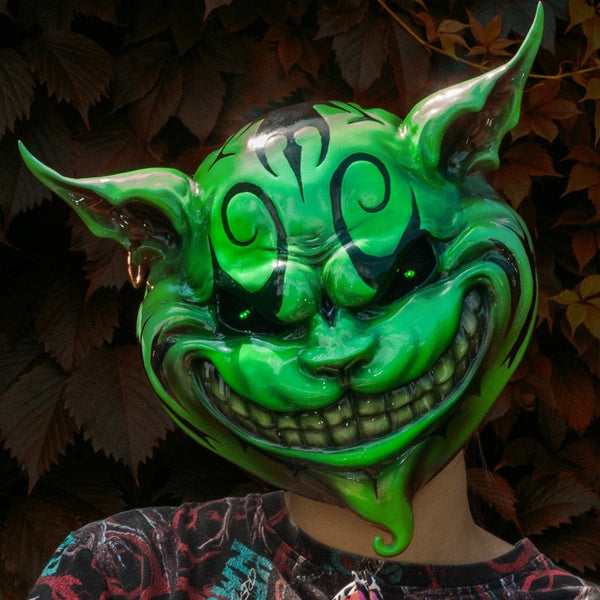 Cheshire Cat Mask Green with LED Eyes