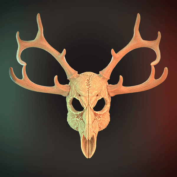 Deer Skull Mask 4 Horns 3D Model STL file
