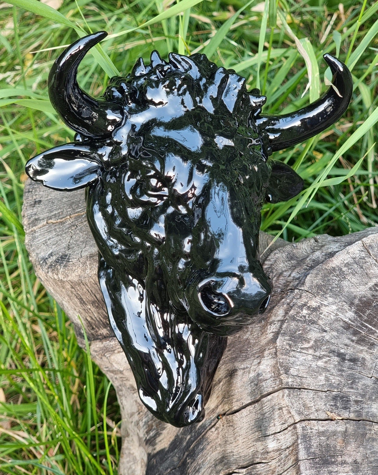 Black Bull Head Wall Decor