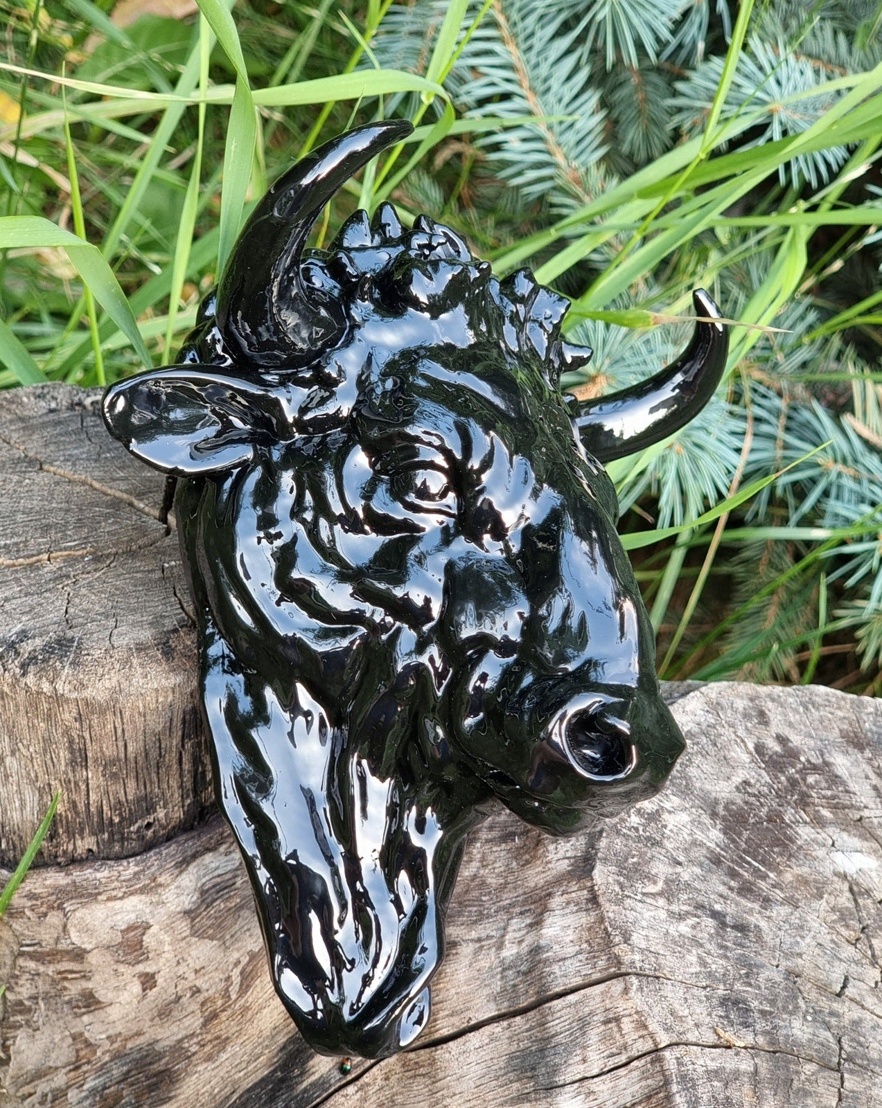 Black Bull Head Wall Decor