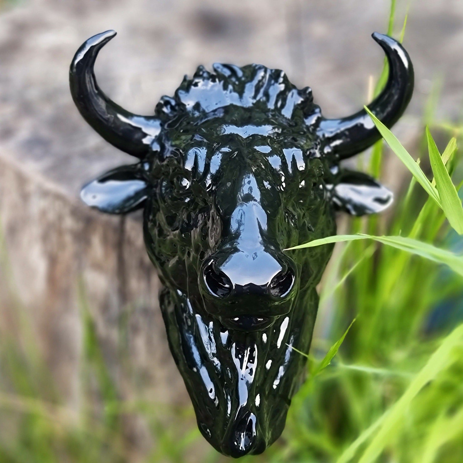 Black Bull Head Wall Decor