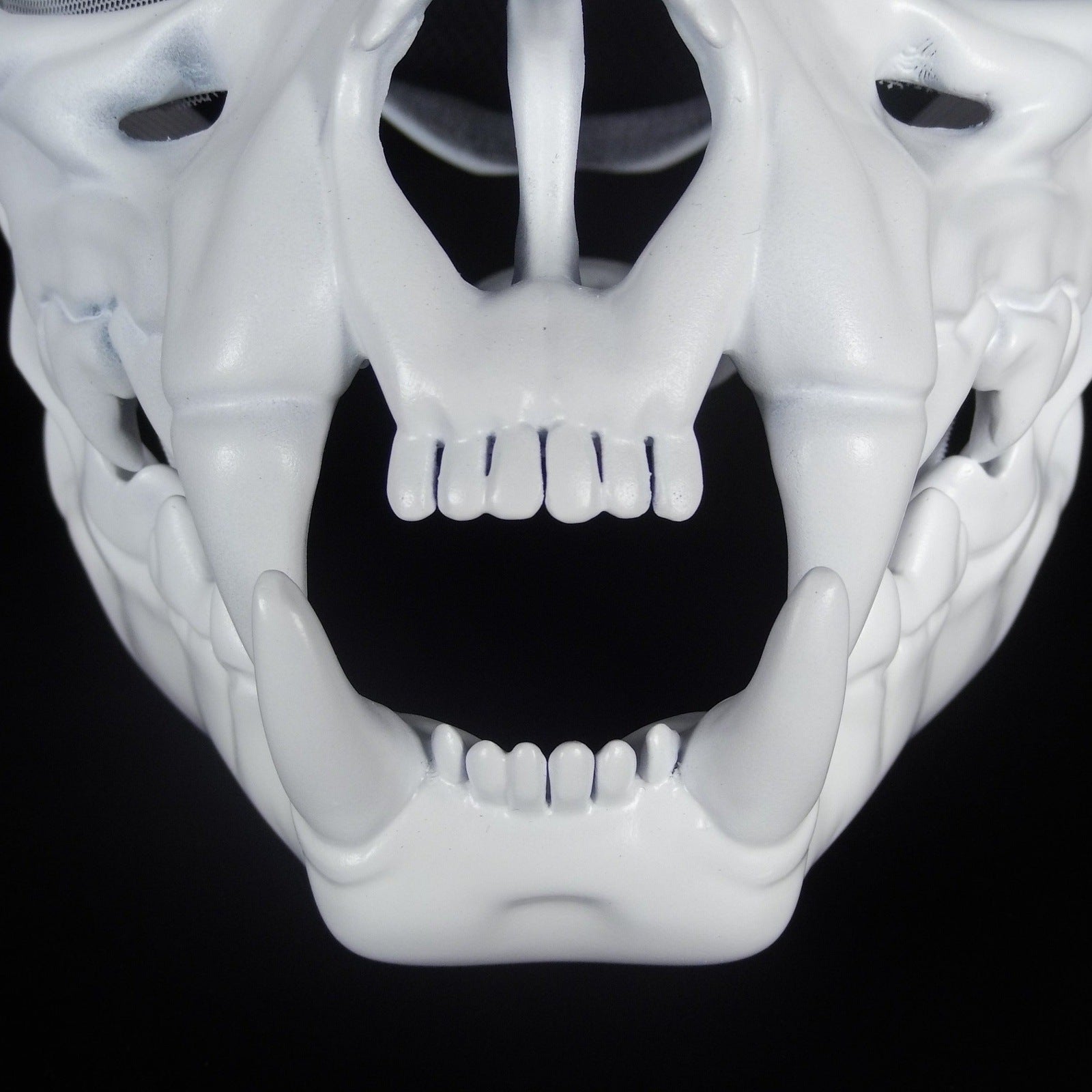 Cat Skull Mask White with Moving Jaw