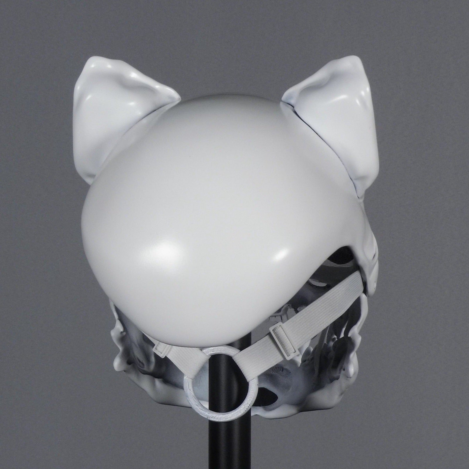 Cat Skull Mask White with Moving Jaw