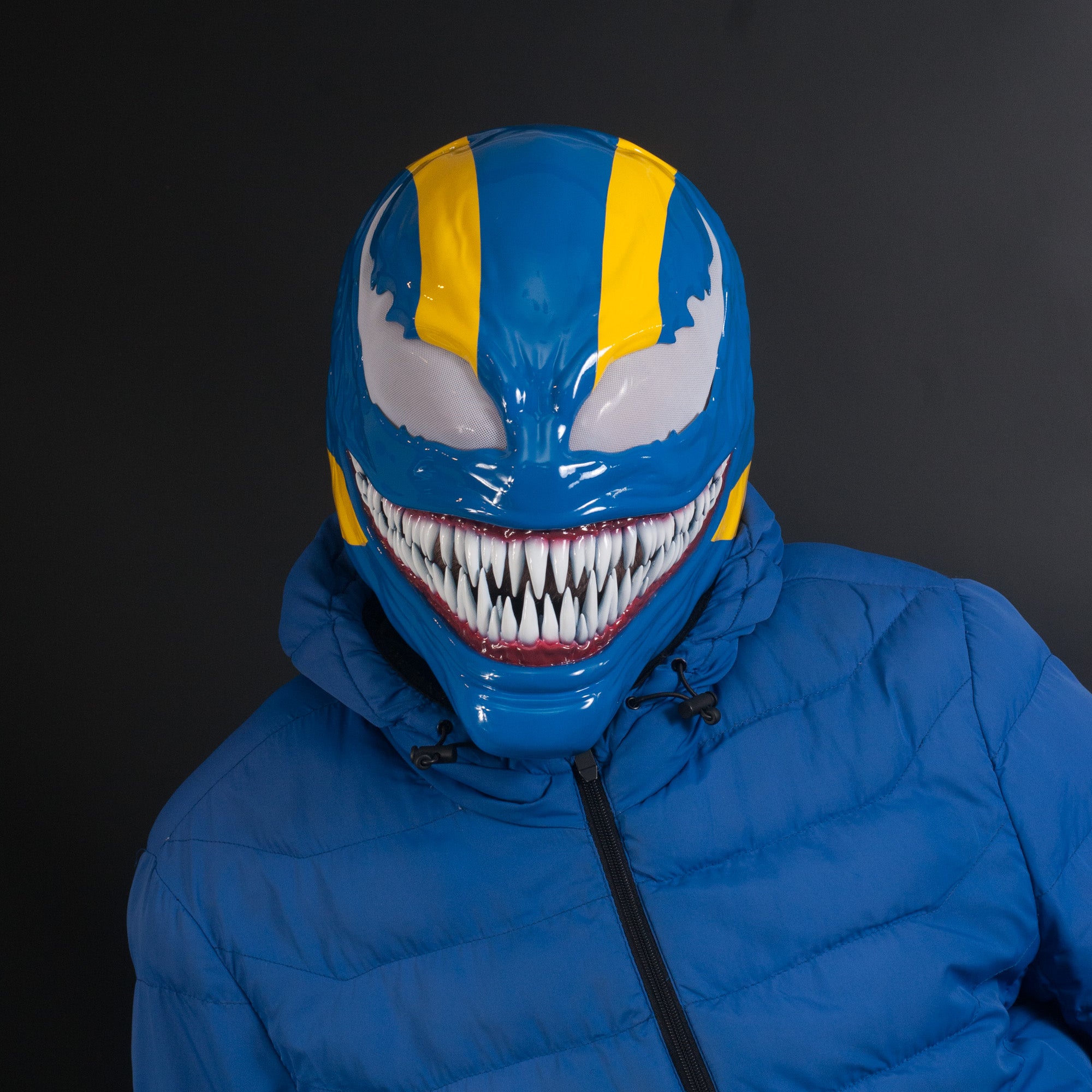 Custom Symbiote Helmet-Mask Blue&Yellow