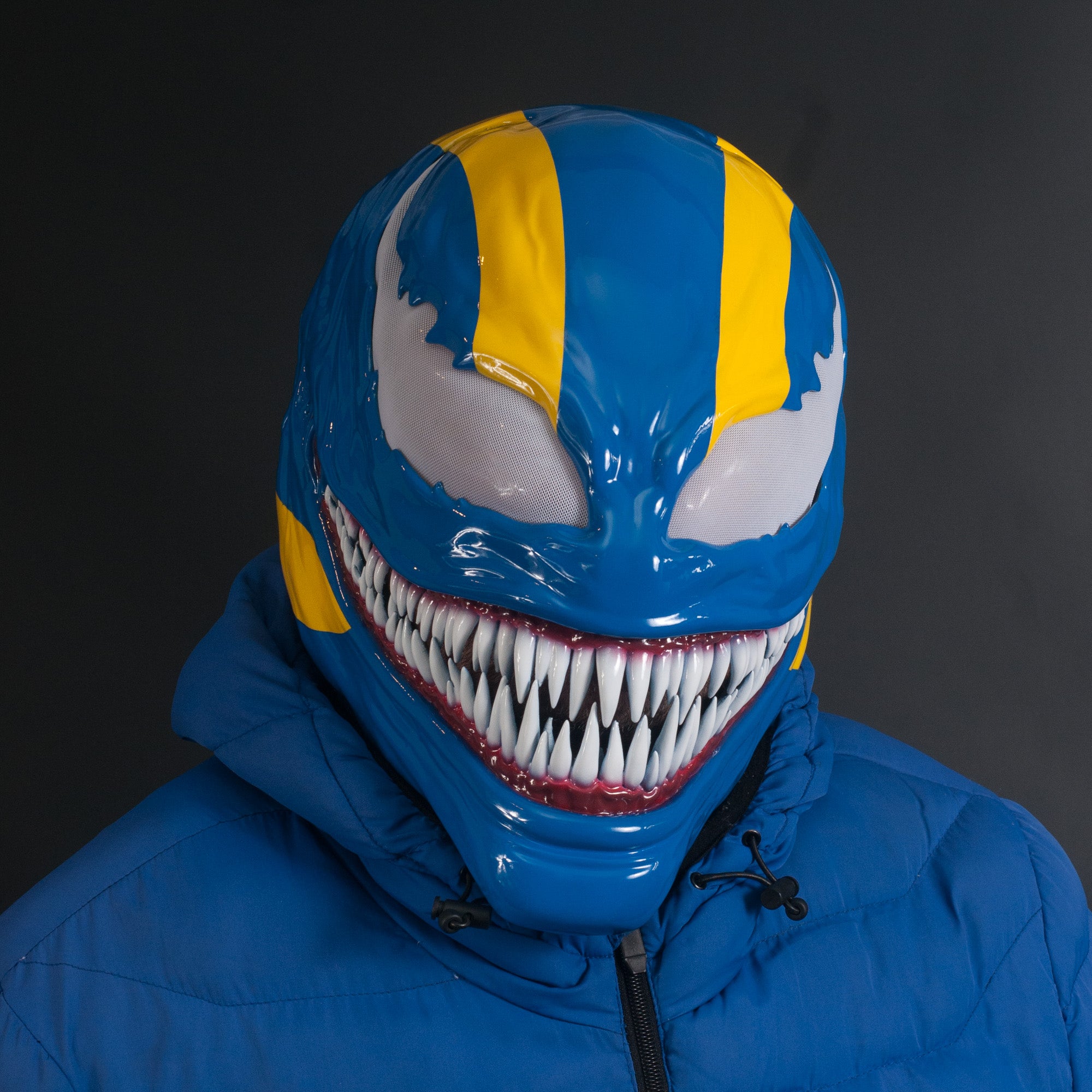 Custom Symbiote Helmet-Mask Blue&Yellow