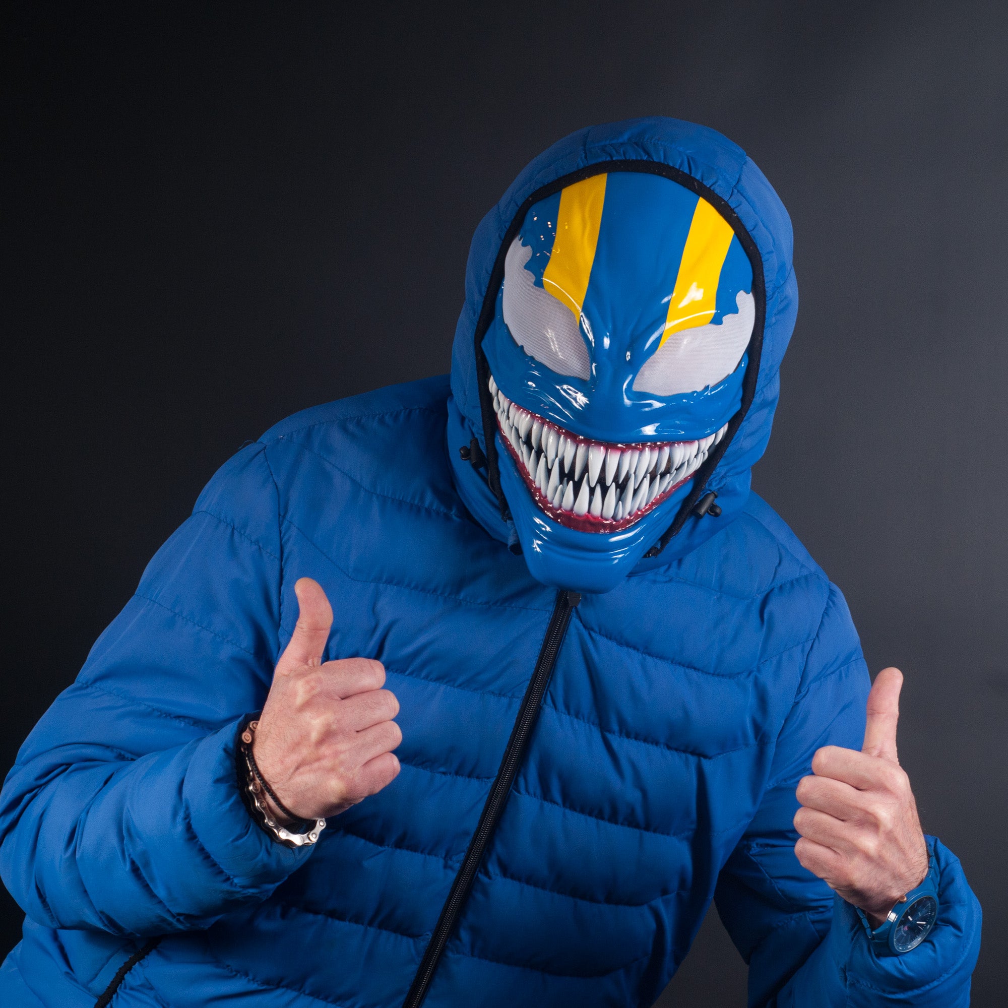 Custom Symbiote Helmet-Mask Blue&Yellow