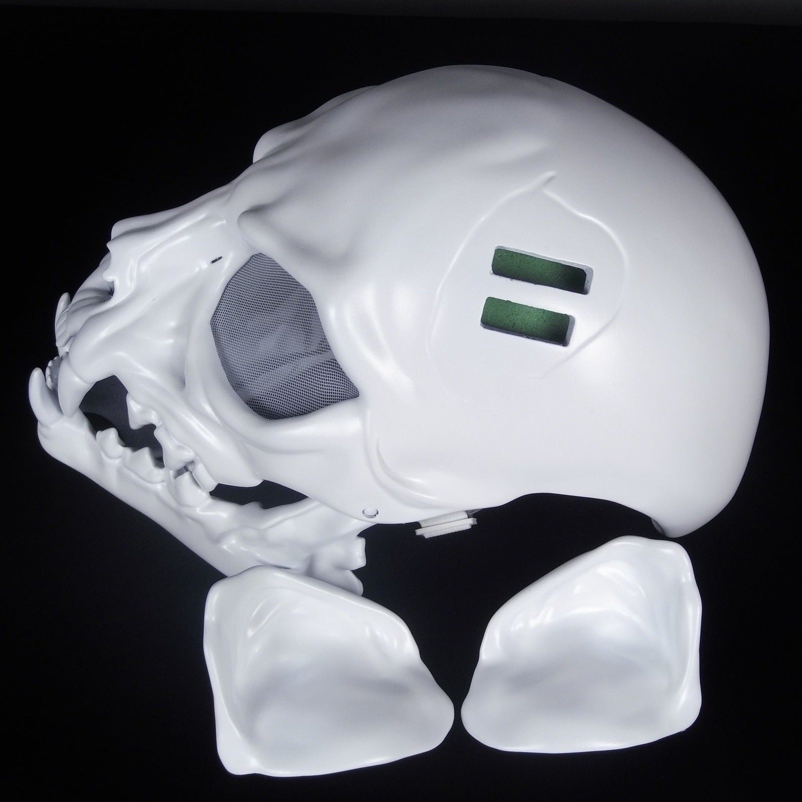 Cat Skull Mask White with Moving Jaw