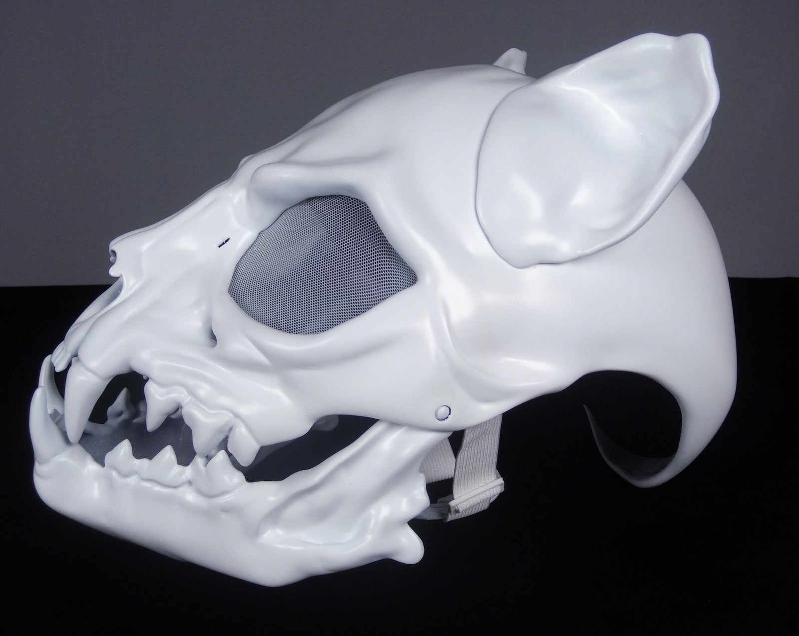 Cat Skull Mask White with Moving Jaw