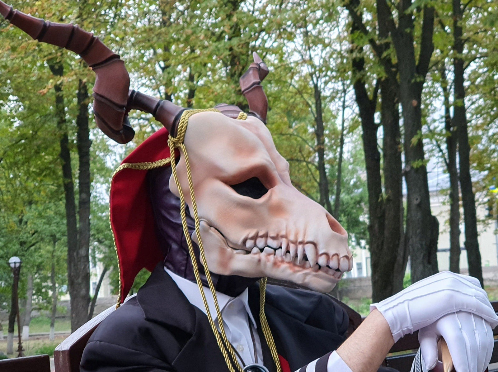 Elias Ainsworth Mask / Ancient Magician Mask / Wolf Skull mask with Goat Horns