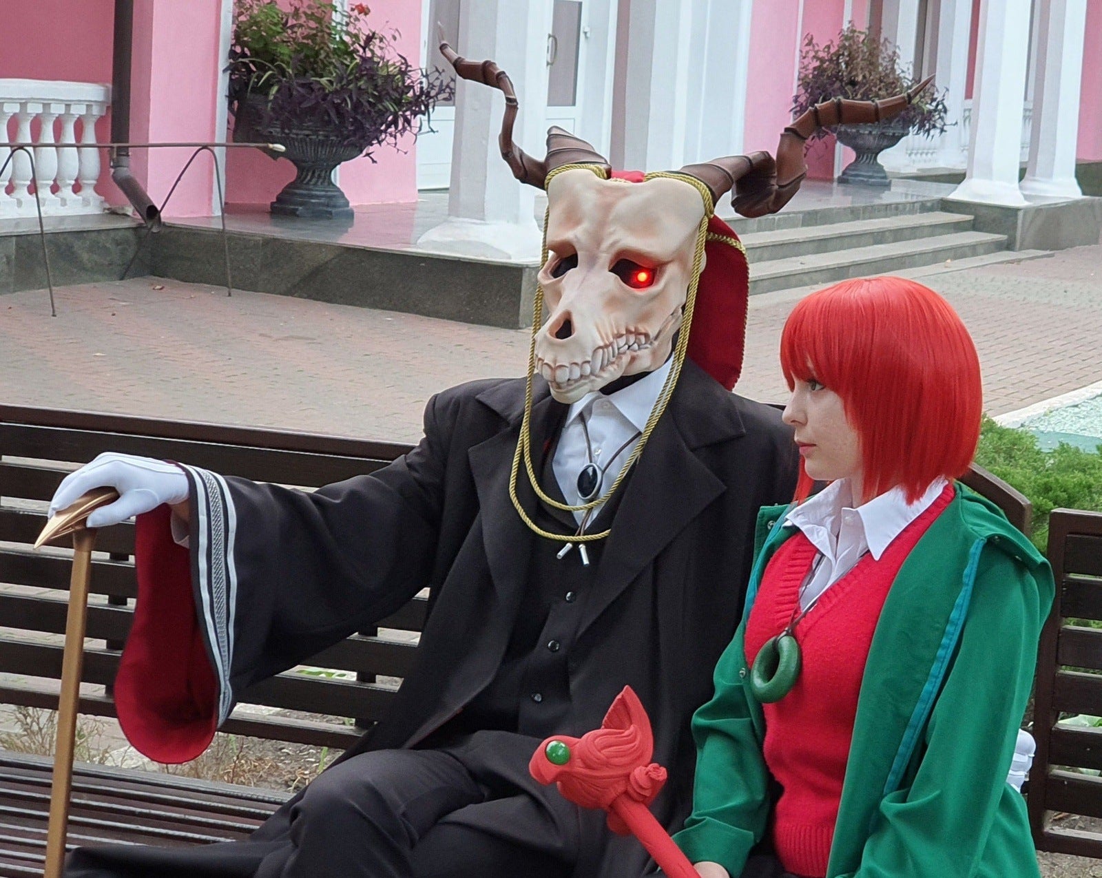 Elias Ainsworth Mask / Ancient Magician Mask / Wolf Skull mask with Goat Horns