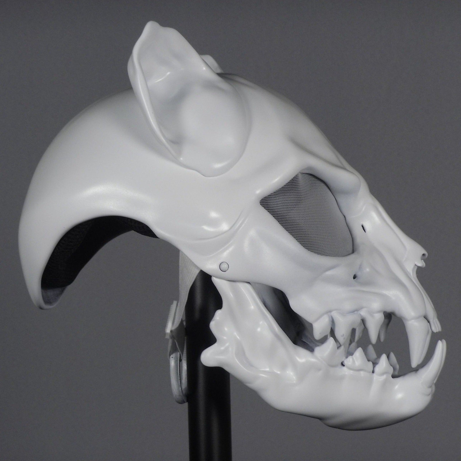 Cat Skull Mask White with Moving Jaw