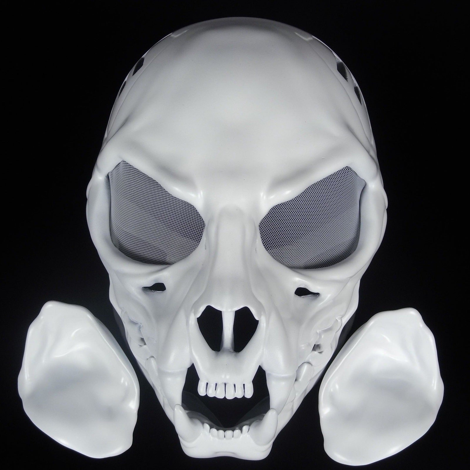 Cat Skull Mask White with Moving Jaw