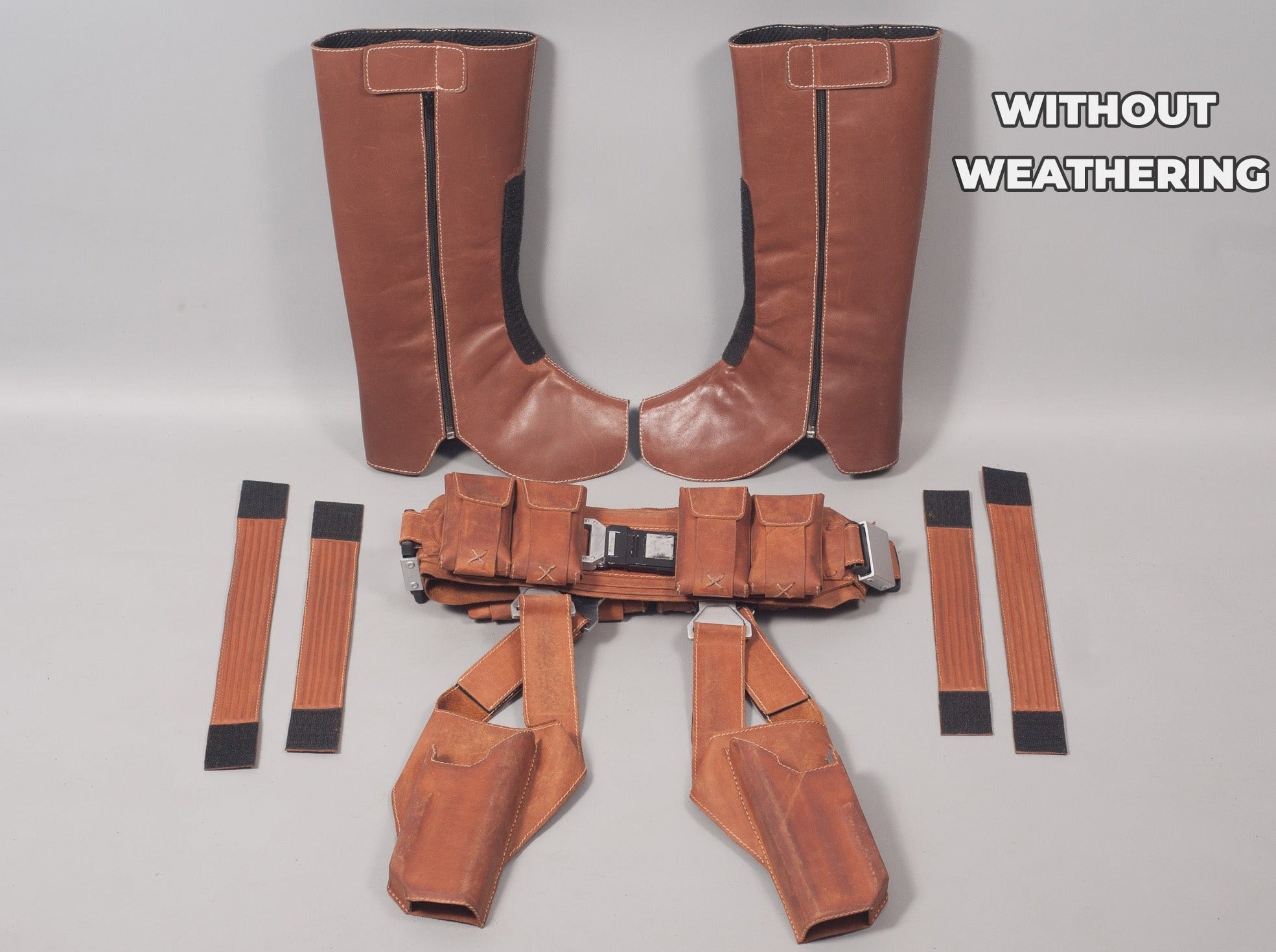 Bo-Katan Leather Parts Cosplay Belt, Holster, Boot Pads