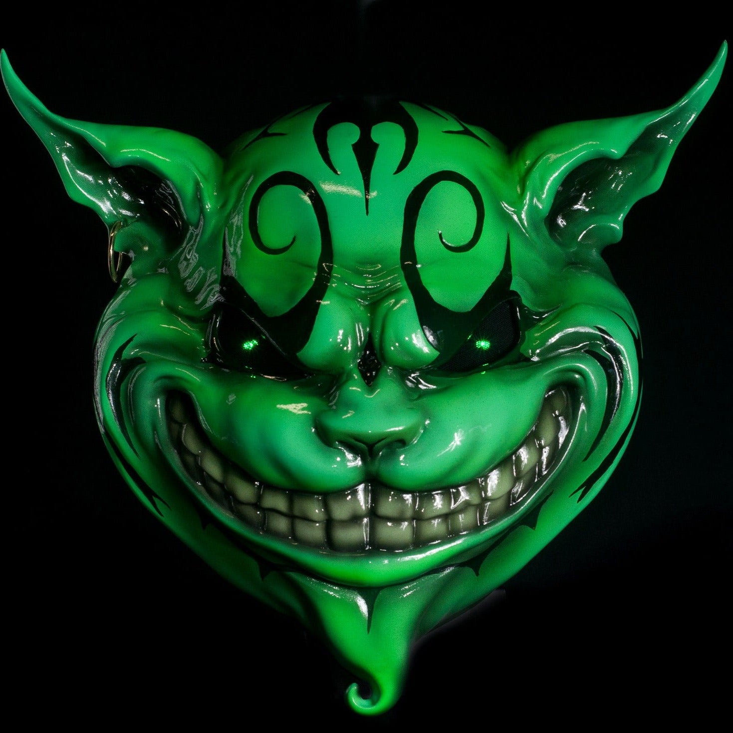 Cheshire Cat Mask Green with LED Eyes