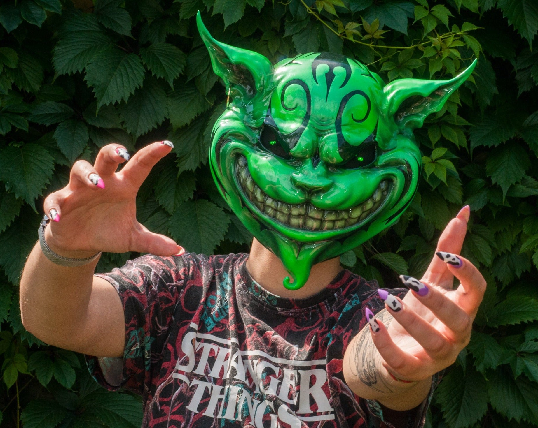 Cheshire Cat Mask Green with LED Eyes