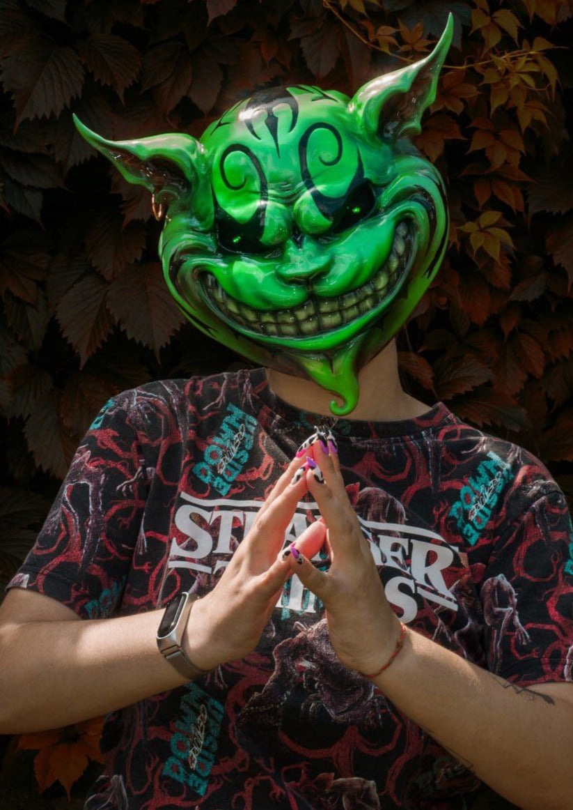 Cheshire Cat Mask Green with LED Eyes