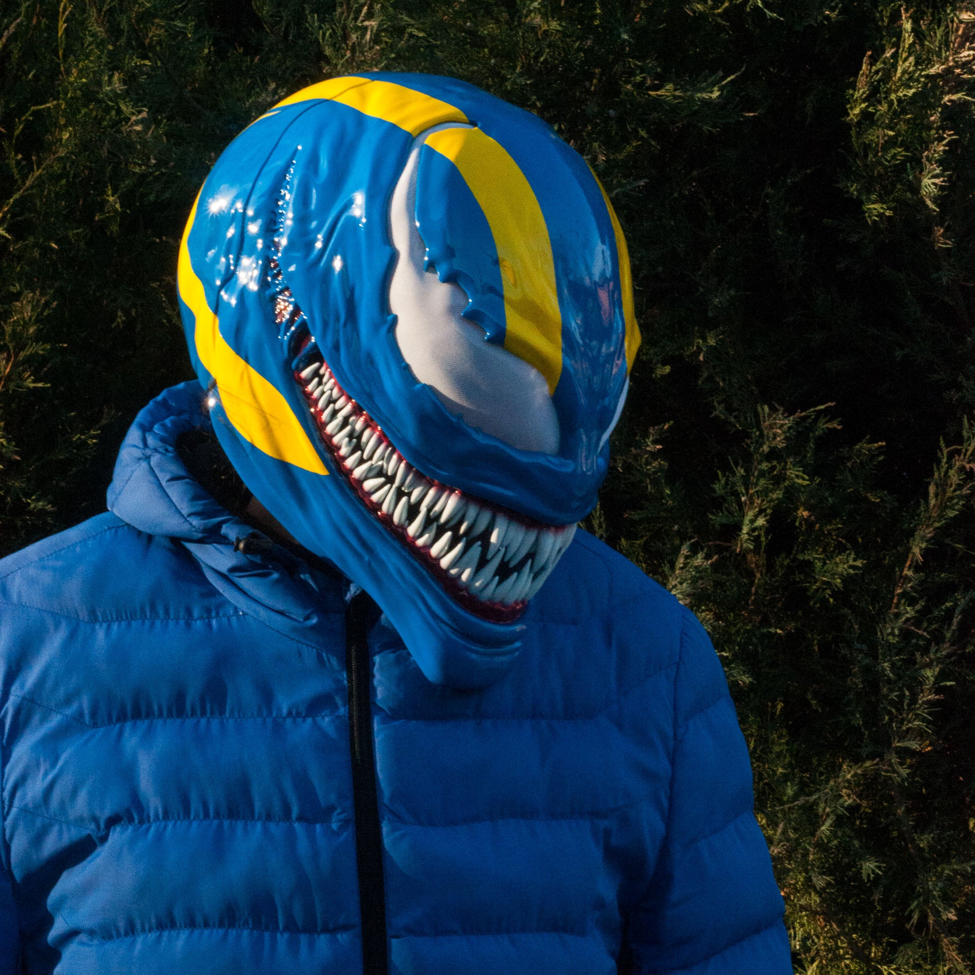 Custom Symbiote Helmet-Mask Blue&Yellow