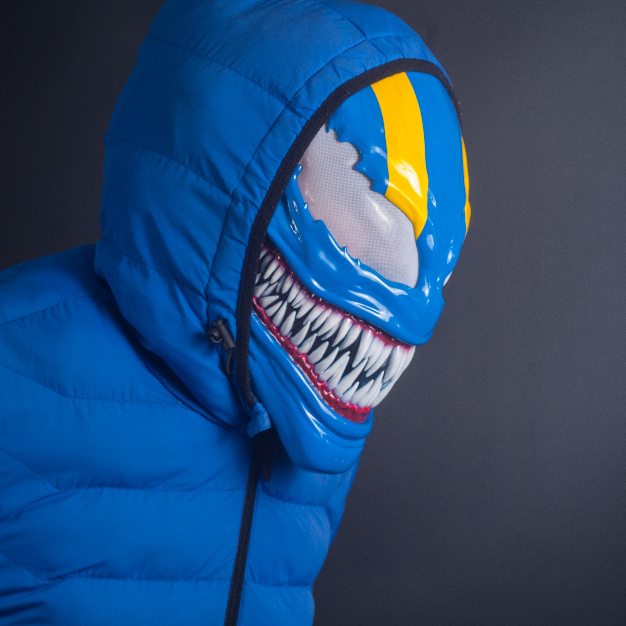 Custom Symbiote Helmet-Mask Blue&Yellow