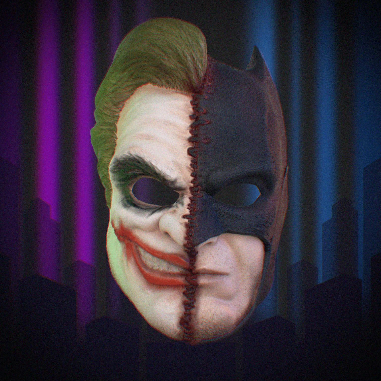 Two Face mask / Bat-man-Jokker Mask 3D Model STL file