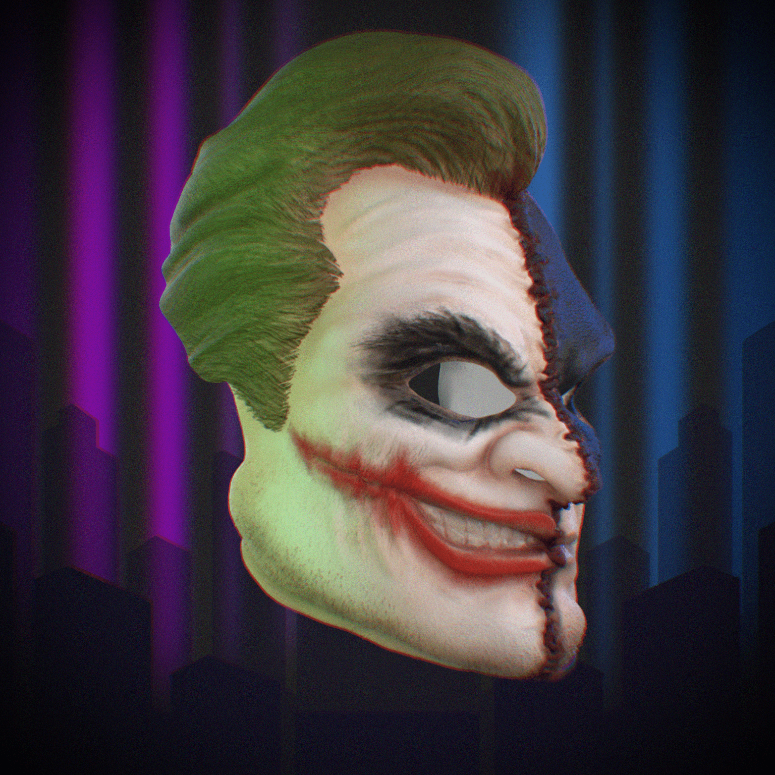 Two Face mask / Bat-man-Jokker Mask 3D Model STL file