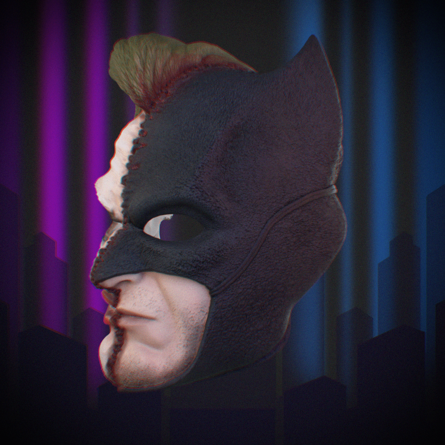 Two Face mask / Bat-man-Jokker Mask 3D Model STL file