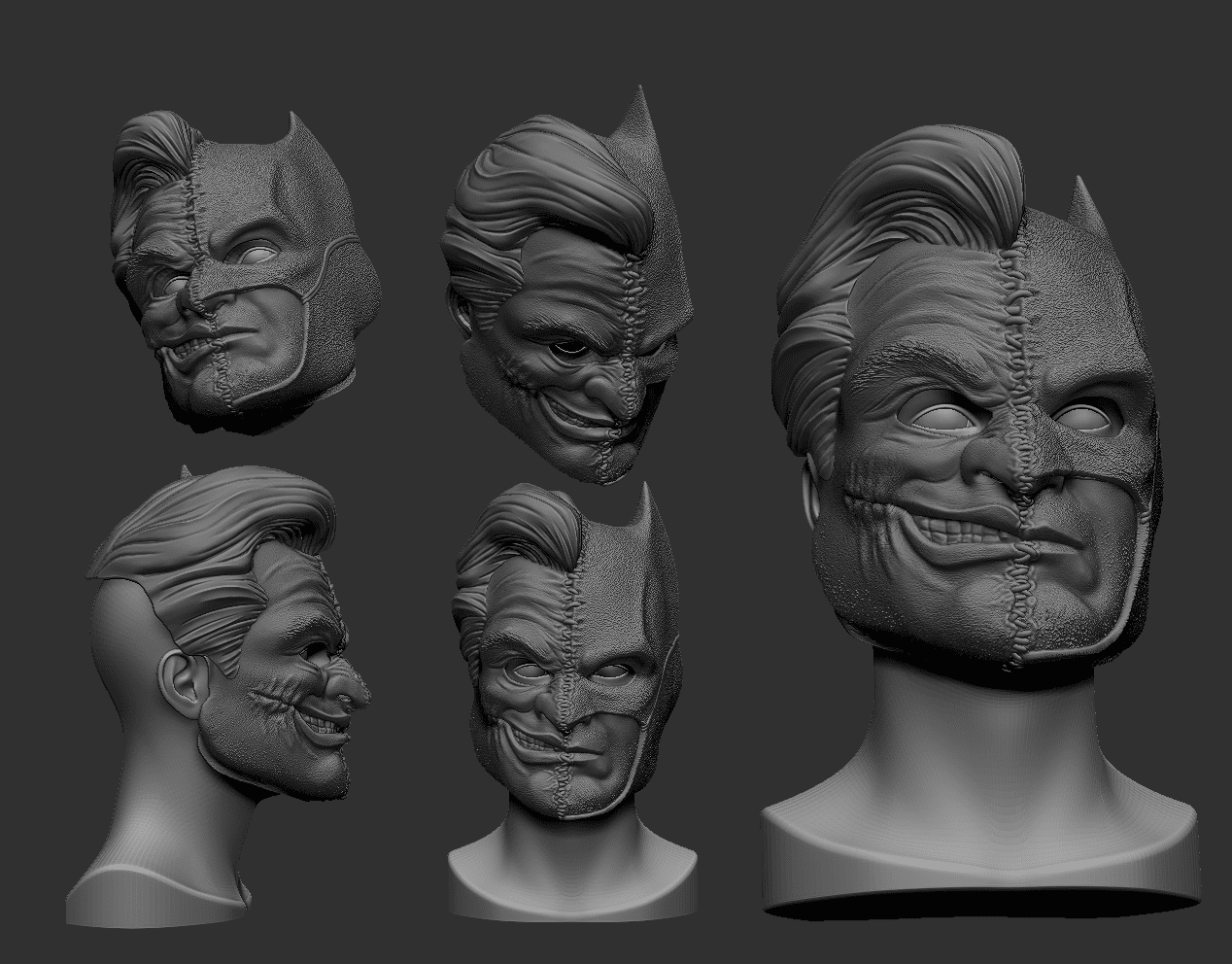 Two Face mask / Bat-man-Jokker Mask 3D Model STL file