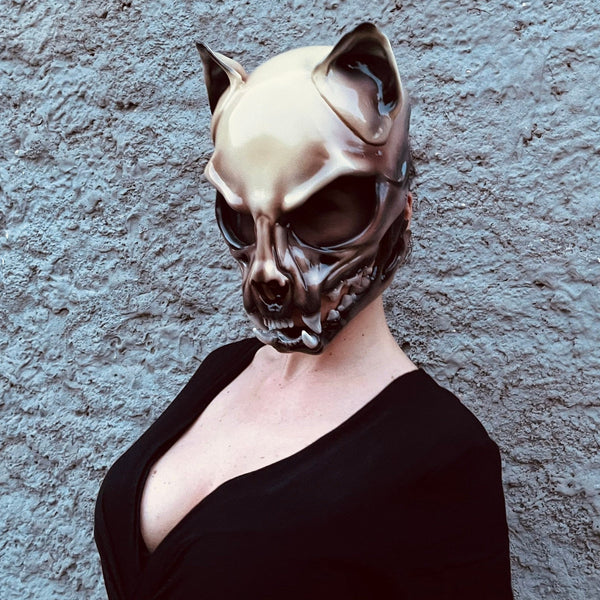 Cat Skull Mask with Moving Jaw