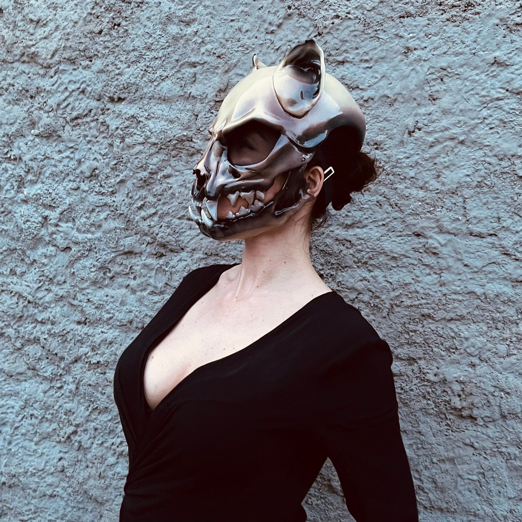 Cat Skull Mask with Moving Jaw