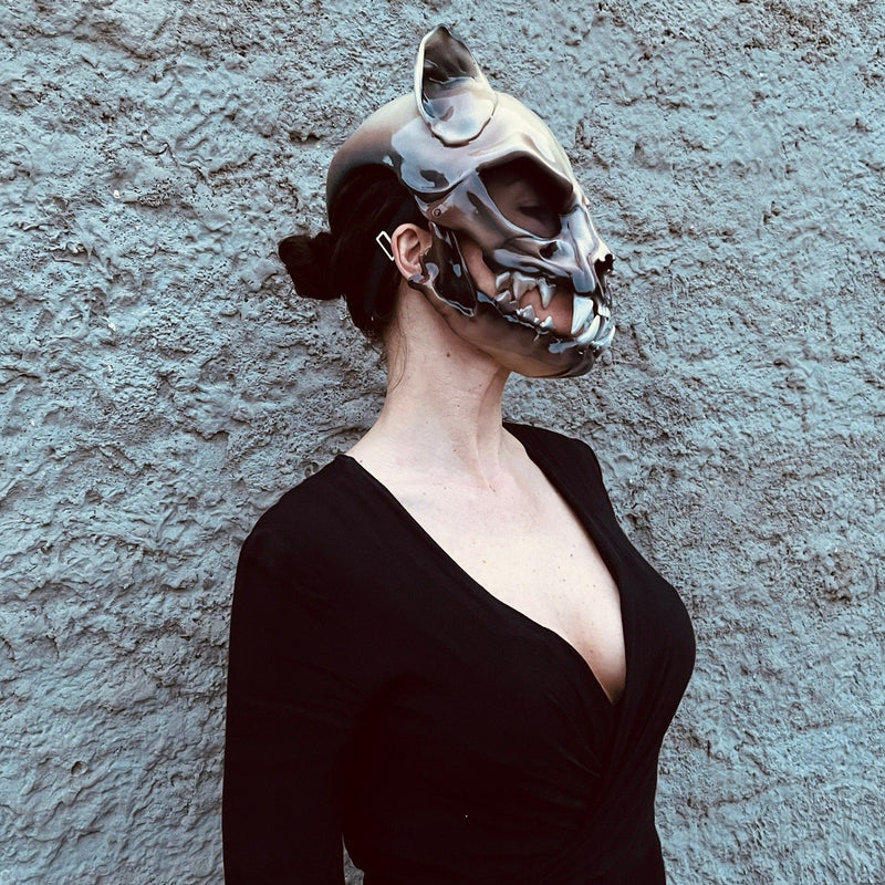 Cat Skull Mask with Moving Jaw