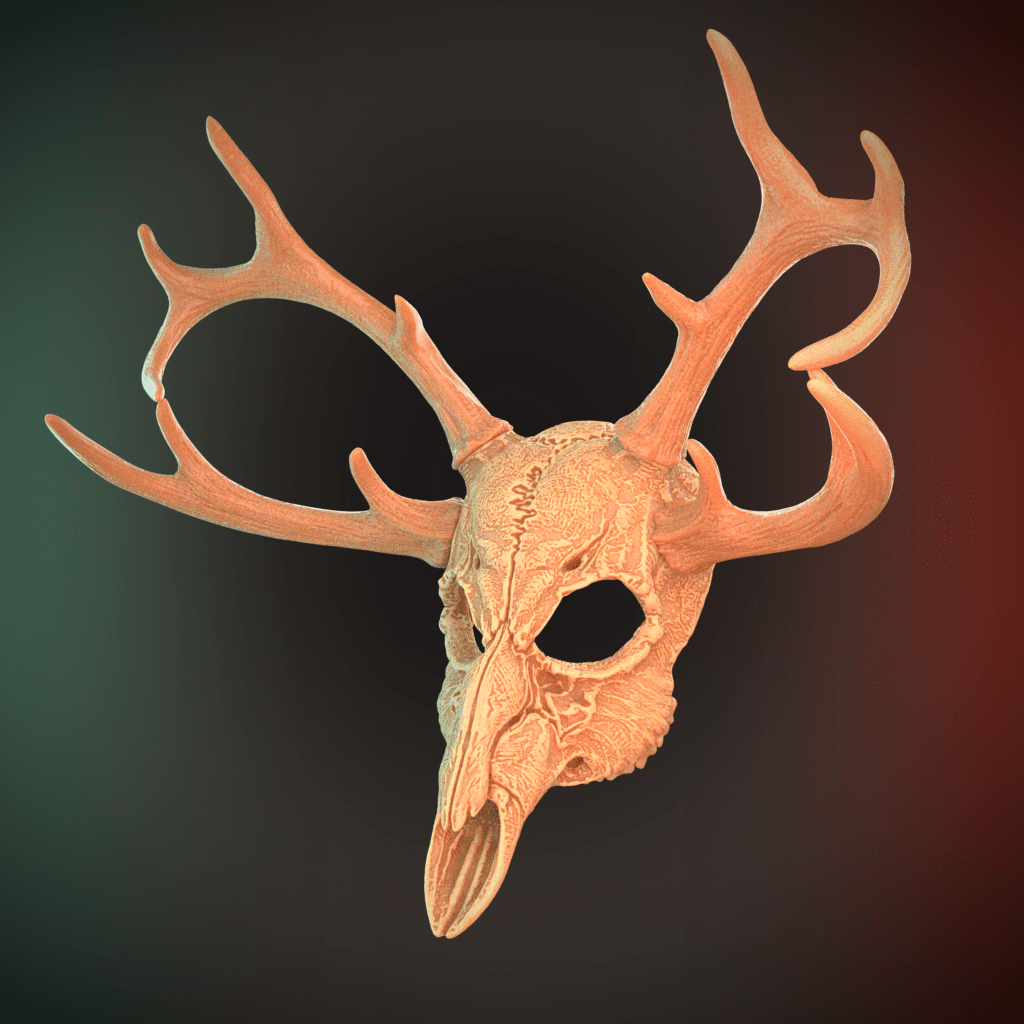 Deer Skull Mask 4 Horns 3D Model STL file