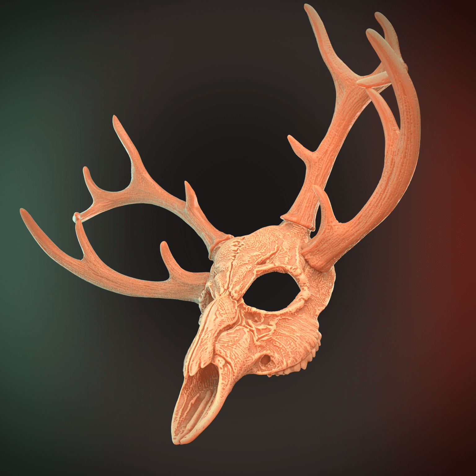 Deer Skull Mask 4 Horns 3D Model STL file