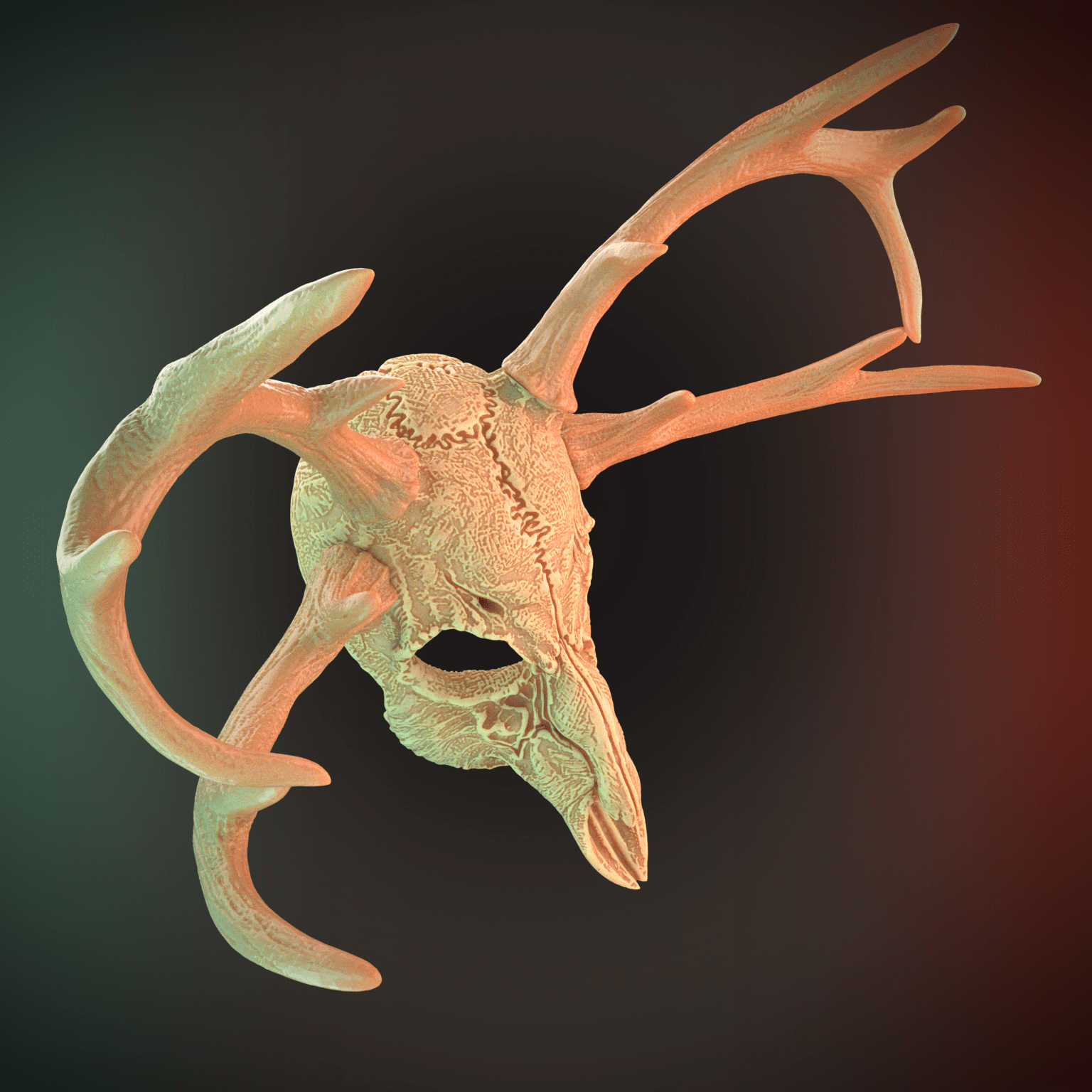 Deer Skull Mask 4 Horns 3D Model STL file