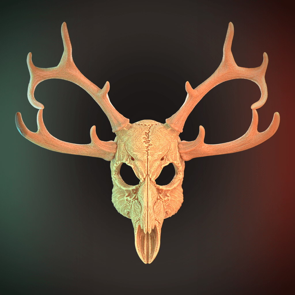 Deer Skull Mask 4 Horns 3D Model STL file