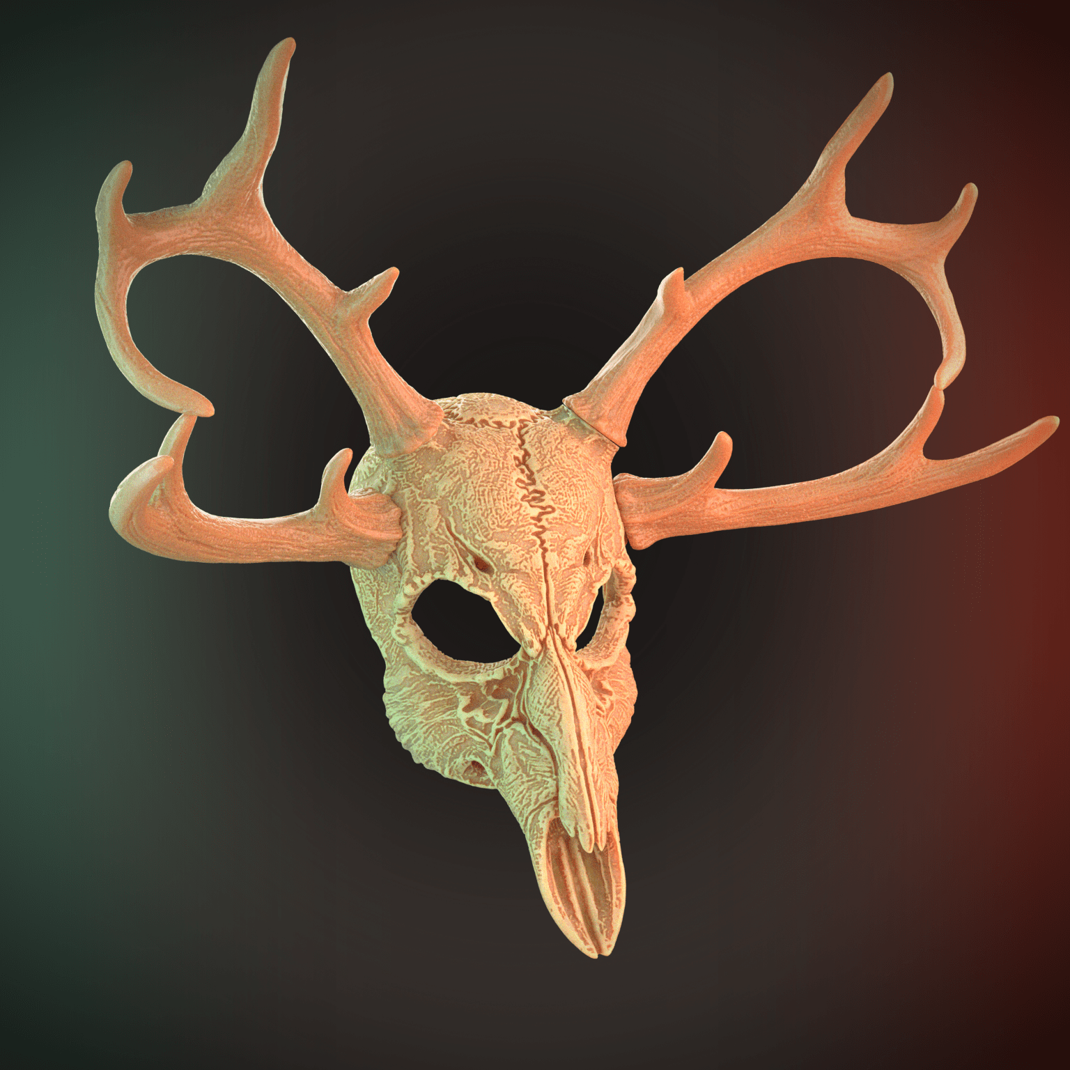 Deer Skull Mask 4 Horns 3D Model STL file