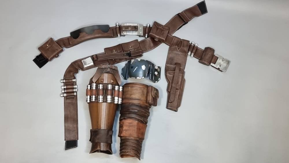 Mandalorian Leather Parts Din Djarin Cosplay Costume Metal 10 ammo  cartridges S