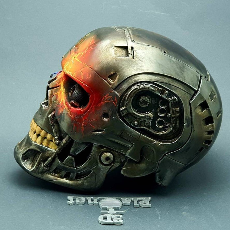 terminator 2 skull on fire