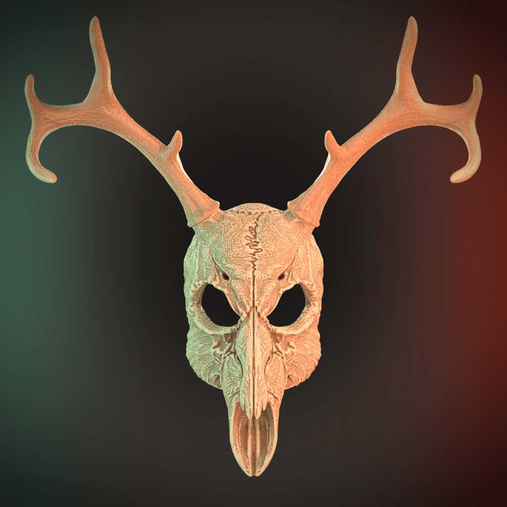 Deer Skull Mask 2 Horns 3D Model STL file