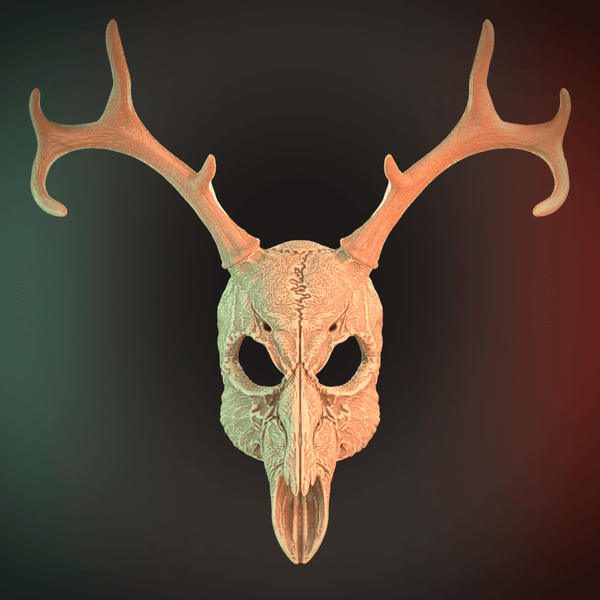 Deer Skull Mask 2 Horns 3D Model STL file