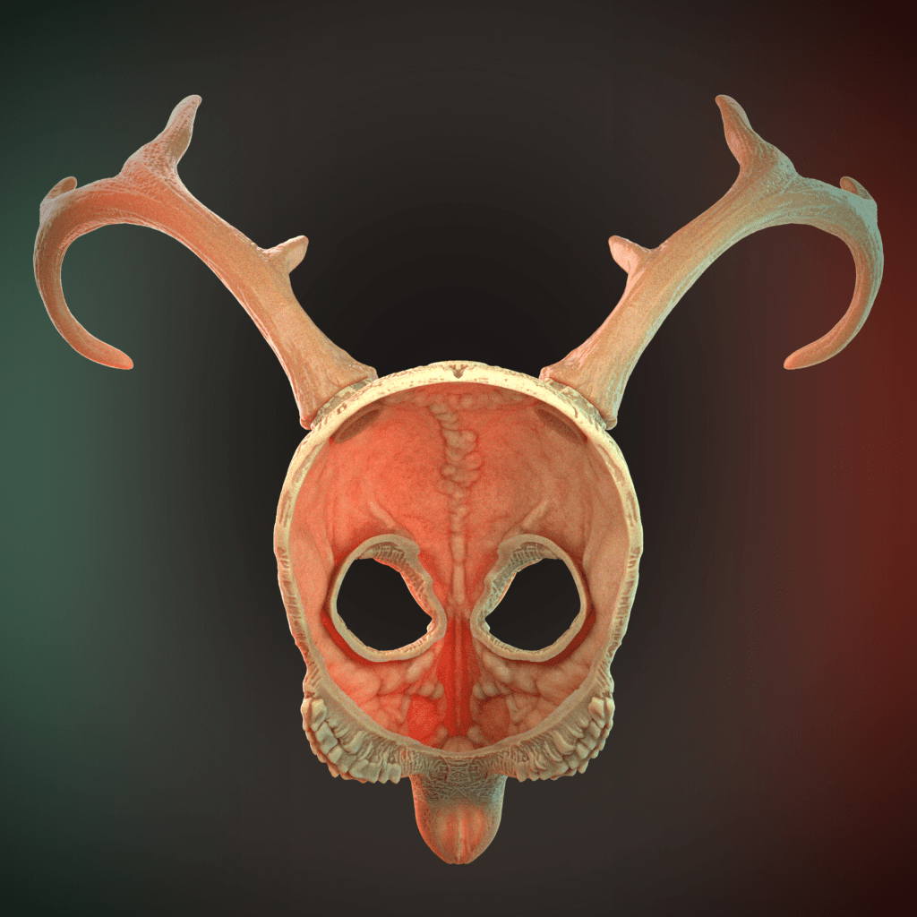 Deer Skull Mask 2 Horns 3D Model STL file