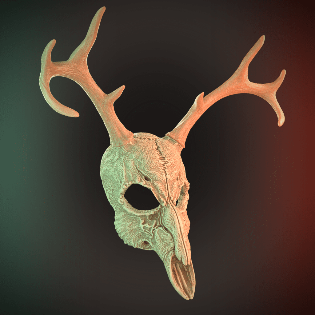 Deer Skull Mask 2 Horns 3D Model STL file