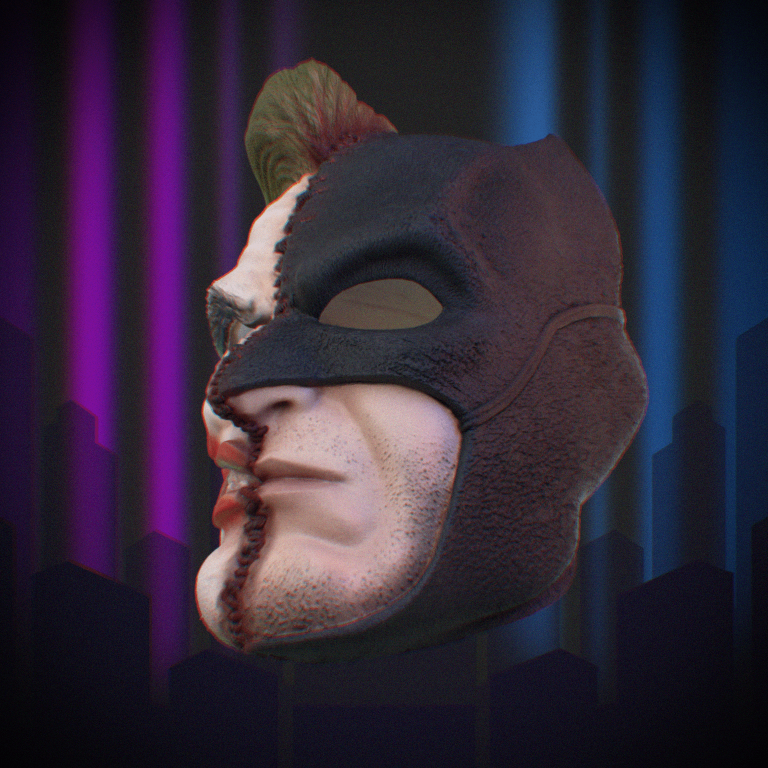 Two Face mask / Bat-man-Jokker Mask 3D Model STL file