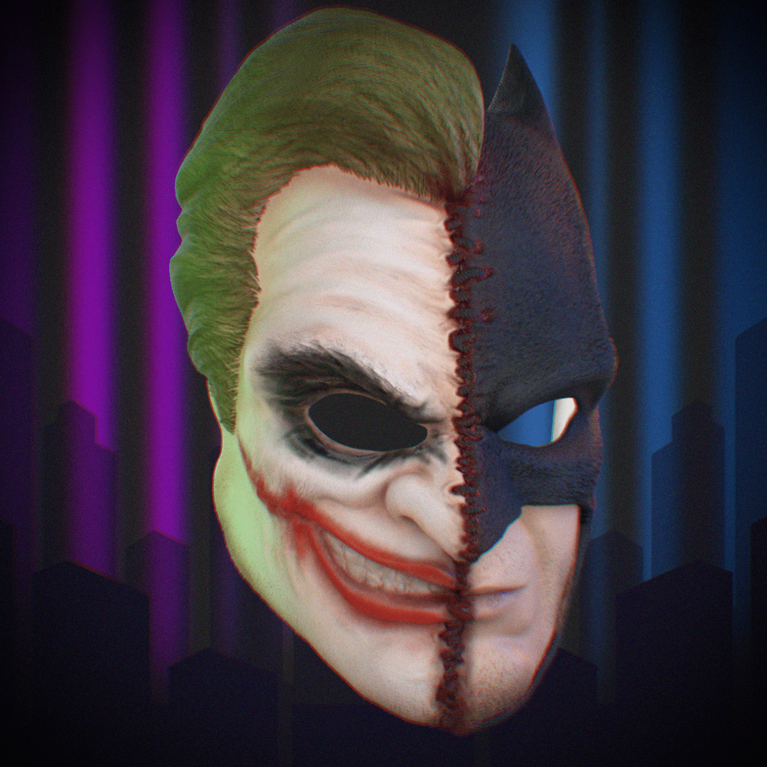 Two Face mask / Bat-man-Jokker Mask 3D Model STL file