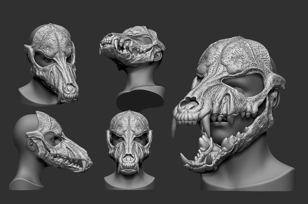 Wolf Skull Mask 3D Model STL file