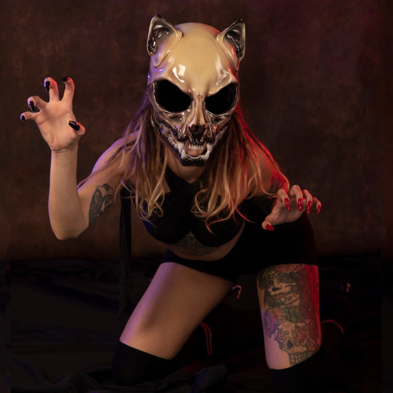 Cat Skull Mask with Moving Jaw